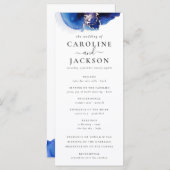 ブルー金ゴールド水彩結婚式 プログラム (正面/裏面)