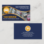 ブルー金ゴールド波市交通タクシータクシー運転手 名刺 (正面/裏面)