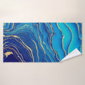 ブルー金ゴールド液絵画液芸術抽象芸術 バスタオル (バスタオル)