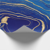 ブルー金ゴールド液絵画液芸術抽象芸術 ラッピングペーパー (角)