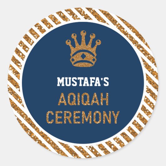 ブルー金ゴールド王室のクラウンプリンスアキカ ラウンドシール (正面)