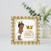 ブルー金ゴールド王室のプリンスベビーシャワー 招待状 (スタンド正面)