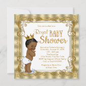 ブルー金ゴールド王室のプリンスベビーシャワー 招待状 (裏面)