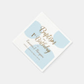 ブルー金ゴールド男の赤ちゃんバプテスマ1歳カスタム誕生日 スタンダードカクテルナプキン (角)