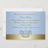 ブルー金ゴールド男の赤ちゃんフォト《キリスト教》洗礼式や命名式招待状 招待状 (裏面)