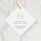 ブルー金ゴールド白葉楕円形リースアー結婚ト フェイバータグ (裏面)