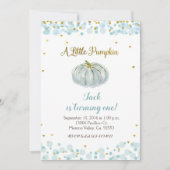 ブルー金ゴールド私たちのカボチャは1つの招待状を回している 招待状 (正面)