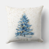 ブルー金ゴールド紙吹雪クリスマスツリー クッション (裏面)