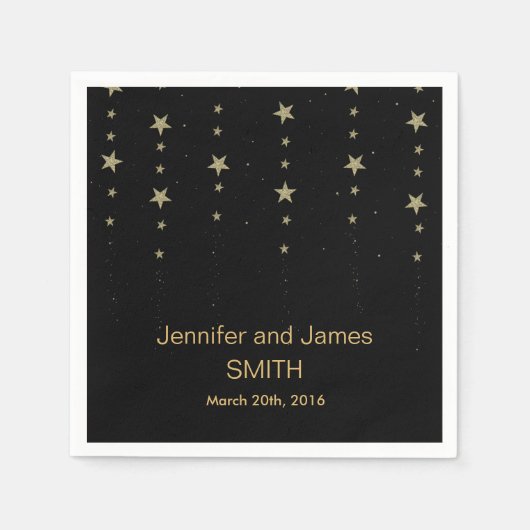 ブルー金ゴールド紙吹雪グリッターナプキンス スタンダードカクテルナプキン (正面)