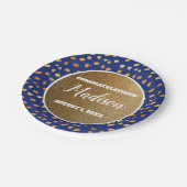 ブルー金ゴールド紙吹雪卒業大学トランクパーティー ペーパープレート (アングル)