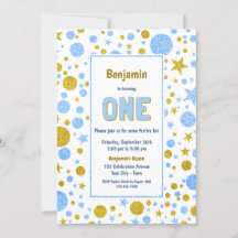 ブルー金ゴールド紙吹雪1st誕生日パーティー