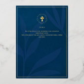 ブルー金ゴールド結婚カソリッエレガントクフォーマルスモダン 箔招待状 (裏面)