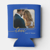 ブルー金ゴールド結婚フォトクーラーボックス 缶クーラー (裏面)