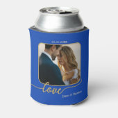 ブルー金ゴールド結婚フォトクーラーボックス 缶クーラー (缶裏面)