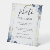 ブルー金ゴールド結婚フローラ写真集 台座サイン (正面)