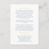 ブルー金ゴールド結婚モノグラムの指示とスケジュール エンクロージャーカード (裏面)