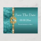 ブルー金ゴールド結婚婚約誕生日 案内ポストカード (裏面)