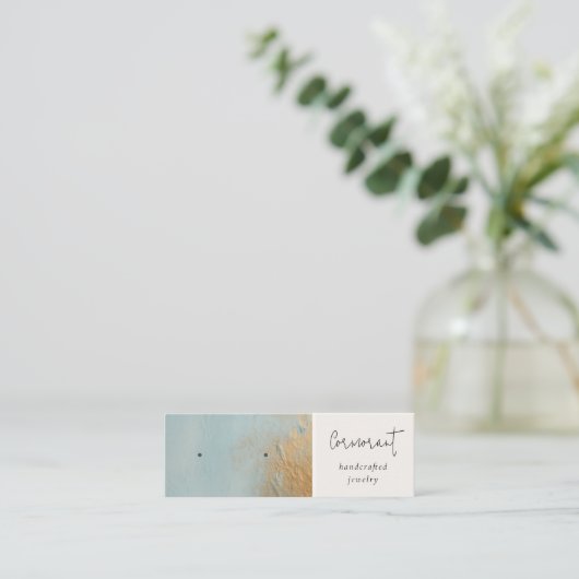 ブルー金ゴールド絵を描油テクスイヤリングスタッドホルダー スキニー名刺 (スタンド正面)