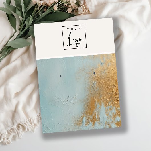 ブルー金ゴールド絵を描油テクスチャロゴイヤリングホルダー 名刺