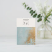 ブルー金ゴールド絵を描油テクスチャロゴイヤリングホルダー 名刺 (スタンド正面)