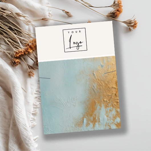 ブルー金ゴールド絵を描油テクスチャーロゴネックレスディスプレイ 名刺