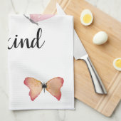 ブルー金ゴールド蝶感動的引用文優しい キッチンタオル (四つ折り)