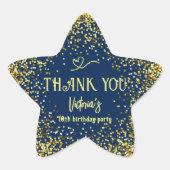 ブルー金ゴールド誕生日パーティーありがとうスターのステッカー 星シール (正面)