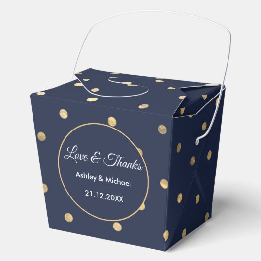 ブルー金ゴールド誕生日記念日結婚式の引き出物ボックス フェイバーボックス (正面)