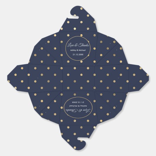 ブルー金ゴールド誕生日記念日結婚式の引き出物ボックス フェイバーボックス (見開き)