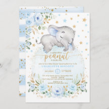 ブルー金ゴールド象ムーンスターズボーイベビーシャワー