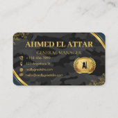 ブルー金ゴールド迷彩プロフェッショナル 名刺 (裏面)