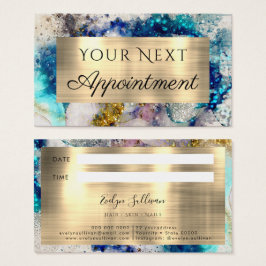 ブルー金ゴールド銀グリッター水彩アポイントメント