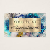 ブルー金ゴールド銀グリッター水彩アポイントメント (正面)