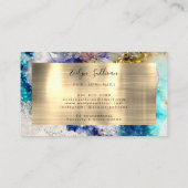 ブルー金ゴールド銀グリッター水彩ロイヤリティカード 名刺 (裏面)