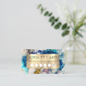 ブルー金ゴールド銀グリッター水彩ロイヤリティカード 名刺 (スタンド正面)