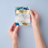 ブルー金ゴールド銀グリッター水彩塗装機 チラシ (手)