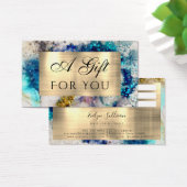 ブルー金ゴールド銀グリッター水彩色ギフトカード (デスク)