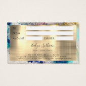 ブルー金ゴールド銀グリッター水彩色ギフトカード (裏面)