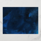 ブルー金ゴールド銀河系アゲートウェディングRSVP 箔招待状ポストカード (裏面)