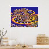 ブルー金ゴールド3抽象芸術アート ポスター (キッチン)