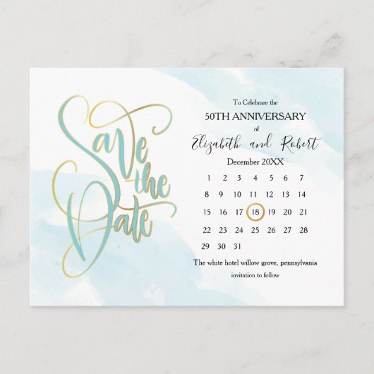ブルー金ゴールド50周年記念保存日 案内ポストカード (正面)