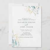 ブルー金ゴールド（イミタット）ホワイト結婚ズコレクション 招待状 (正面)