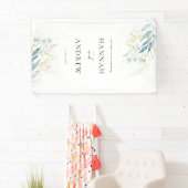 ブルー金ゴールド(イミタット)ホワイト結婚ズコレクション 横断幕 (インサイチュ)