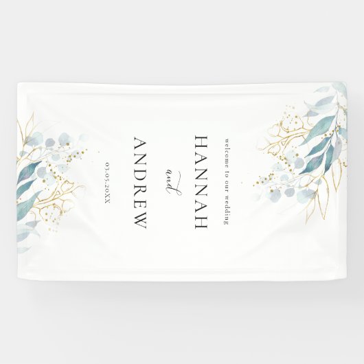 ブルー金ゴールド(イミタット)ホワイト結婚ズコレクション 横断幕 (横)