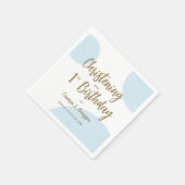 ブルー金ゴールド《キリスト教》洗礼式や命名式と1歳カスタム誕生日 スタンダードカクテルナプキン (角)