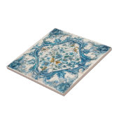 ブルー金ゴールド&ホワイトタラベラアズレジョルックタイル3 タイル (側面)