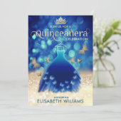 ブルー金ゴールド《写真》ぼけ味バタフライドレスキンセアニラ 招待状 (スタンド正面)