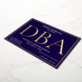 ブルー金ゴールドDBA卒業 箔招待状 (回転した状態)