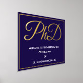 ブルー金ゴールドPhD卒業へようこそ 箔ポスター (レイダウン)