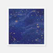 ブルー銀河系とゴールデンスターズ スタンダードカクテルナプキン (正面)